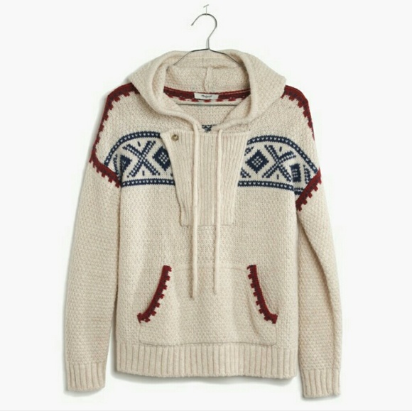 Madewell Sweaters - Madewell Fair Isle hoodie sweater pullover small